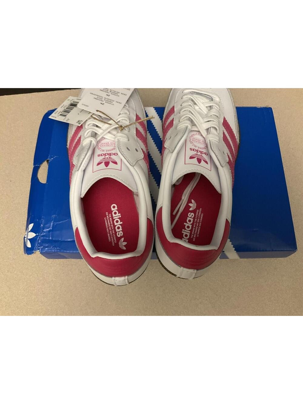New! Adidas Originals Samba OG White/Pink Shoes. Youth’s 6. Women’s 7. Nice!! - Picture 9 of 11